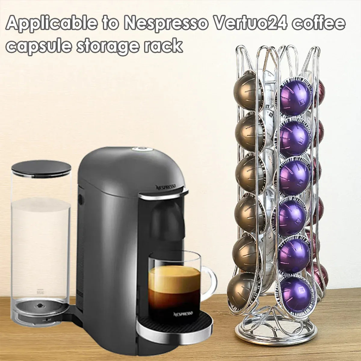 24 Coffee Capsule Holder Rack Storage Stand Pod Display Organizer Shelf Kitchen