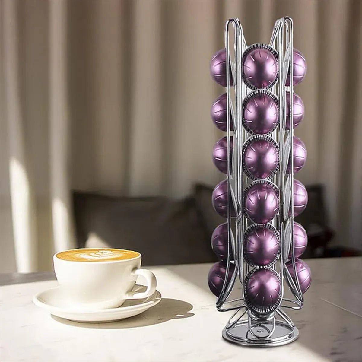 24 Coffee Capsule Holder Rack Storage Stand Pod Display Organizer Shelf Kitchen