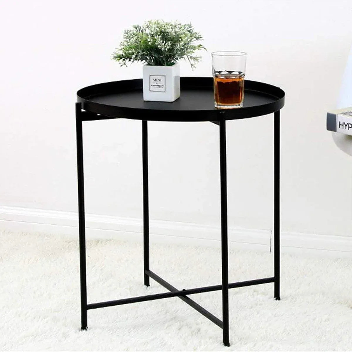 Small Coffee Table Simple Tray Mini Round Table Compact Side Table Living Room