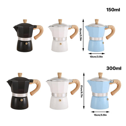 Portable Coffee Maker Wood Grain Handle Outdoor Manual Espresso Machine Camping - Beige-150ml
