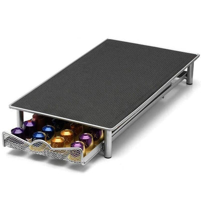 Coffee Capsule Drawer Holder for 40 Nespresso Pods with Non-Slip Top Rack