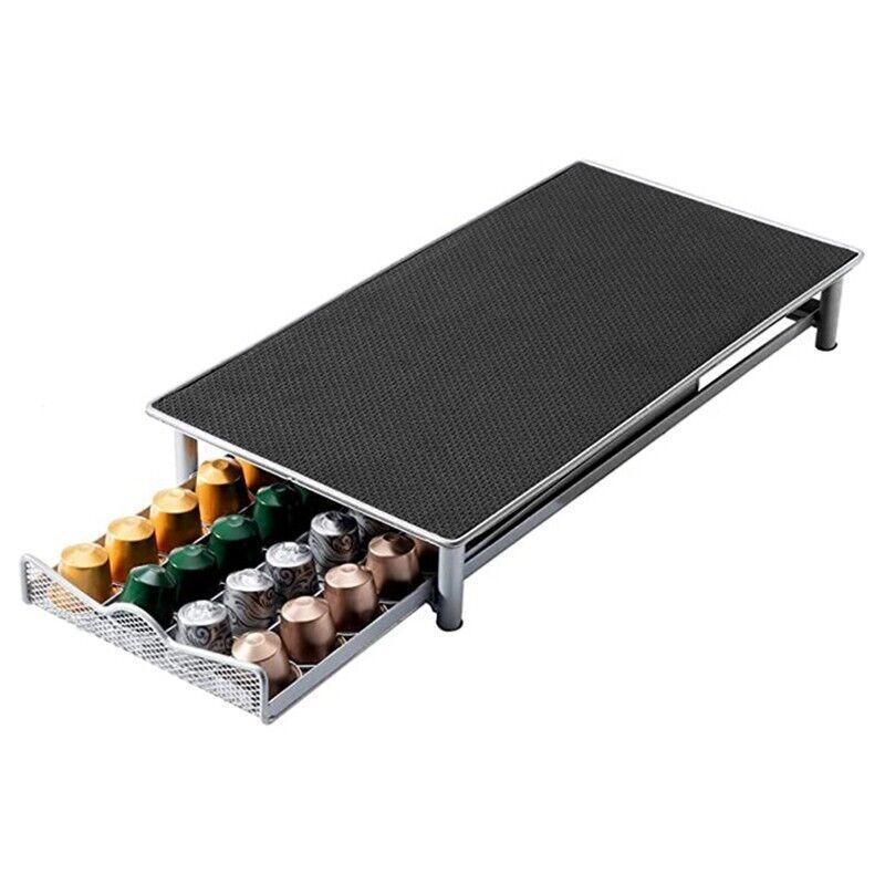 Coffee Capsule Drawer Holder for 40 Nespresso Pods with Non-Slip Top Rack