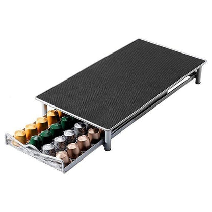 Coffee Capsule Drawer Holder for 40 Nespresso Pods with Non-Slip Top Rack