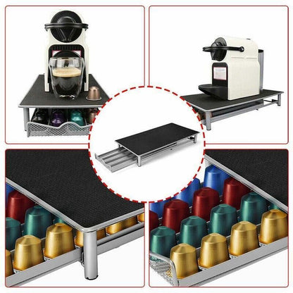 Coffee Capsule Drawer Holder for 40 Nespresso Pods with Non-Slip Top Rack