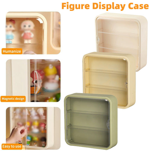 Wall Mounted Showcase Acrylic Figures Toys Display Case Dustproof Storage Box - Beige