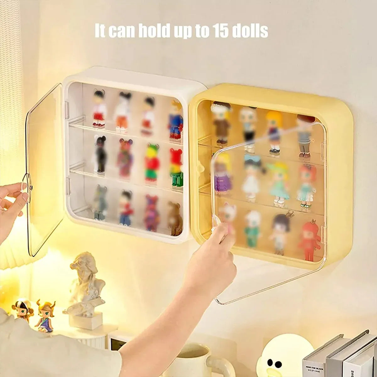 Wall Mounted Showcase Acrylic Figures Toys Display Case Dustproof Storage Box - Green