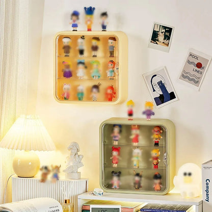 Wall Mounted Showcase Acrylic Figures Toys Display Case Dustproof Storage Box - Green