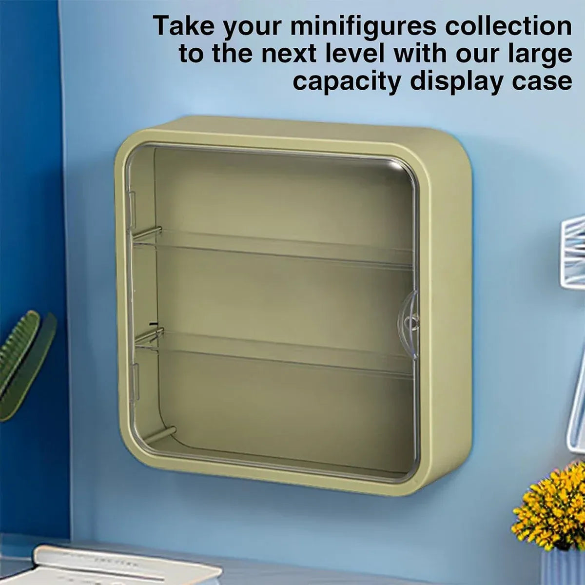 Wall Mounted Showcase Acrylic Figures Toys Display Case Dustproof Storage Box - Green