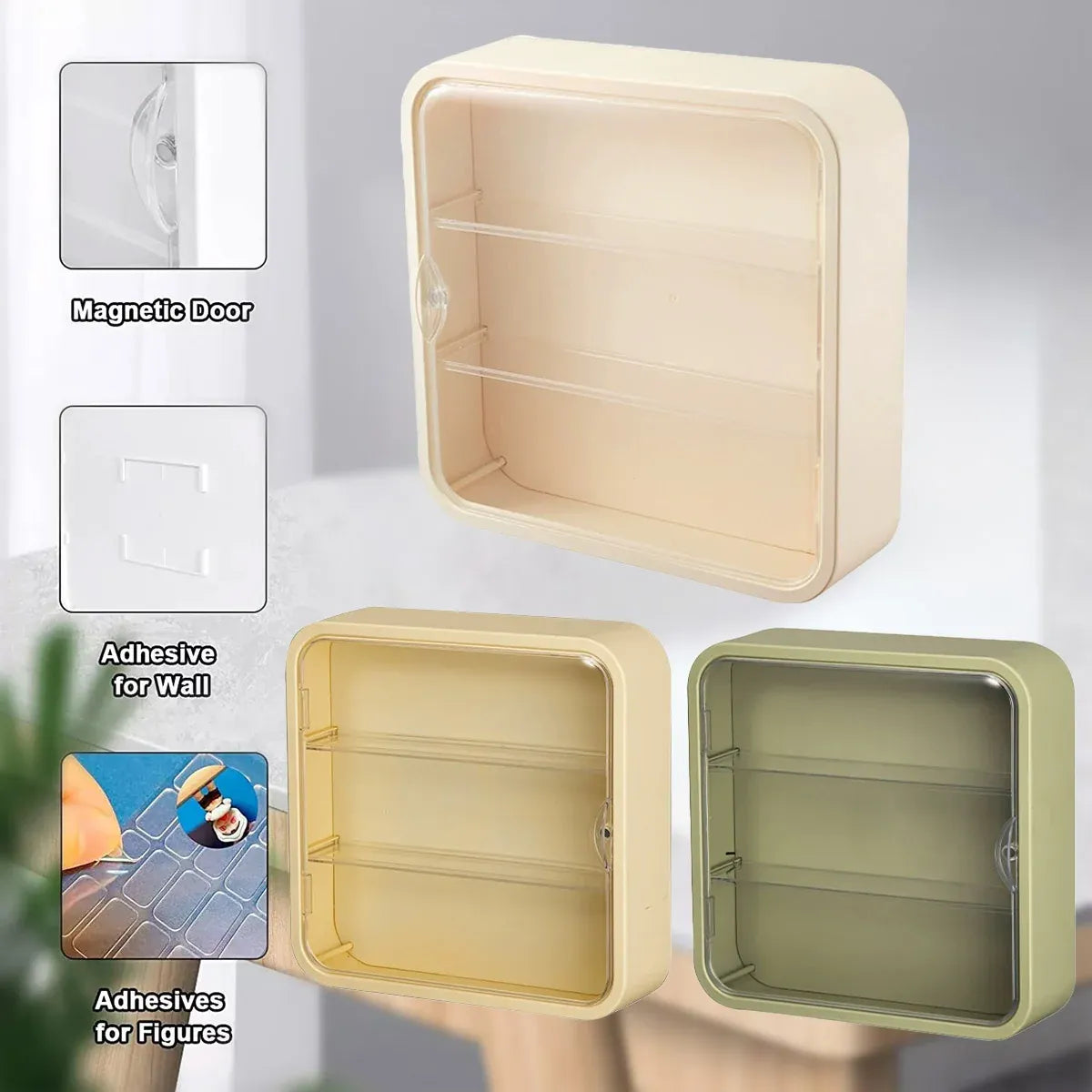 Wall Mounted Showcase Acrylic Figures Toys Display Case Dustproof Storage Box - Yellow