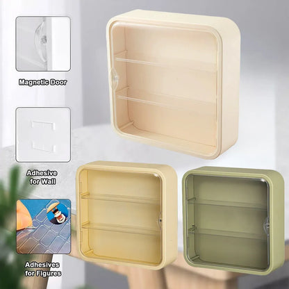 Wall Mounted Showcase Acrylic Figures Toys Display Case Dustproof Storage Box - Yellow