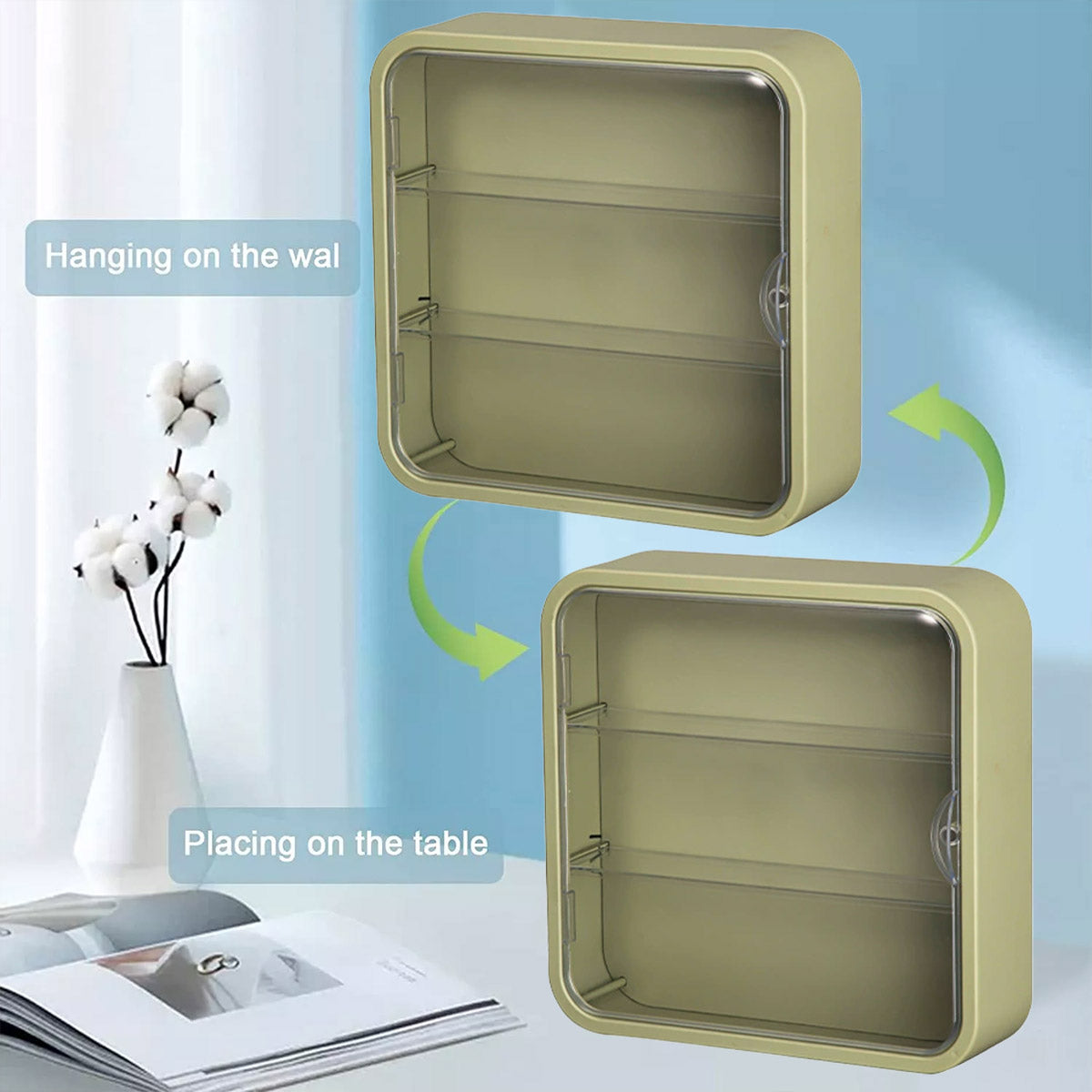 Wall Mounted Showcase Acrylic Figures Toys Display Case Dustproof Storage Box - Yellow