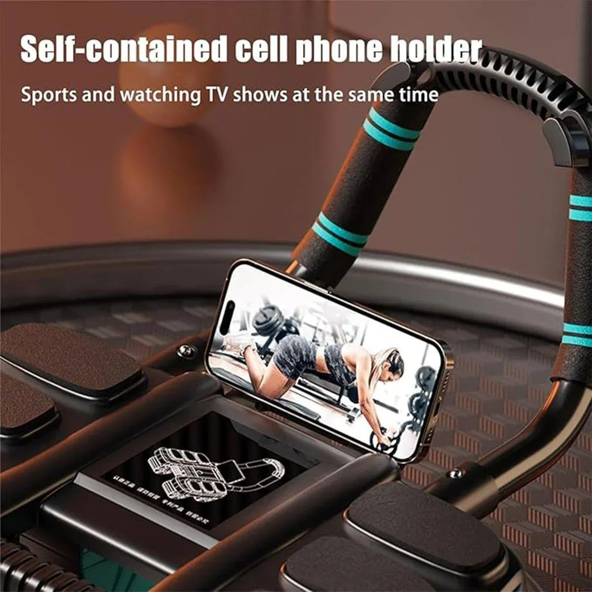 Four Wheel Abdominal Exercise Roller Elbow Support for Core Strength Training - Black