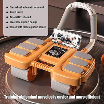 Four Wheel Abdominal Exercise Roller Elbow Support for Core Strength Training - Blue