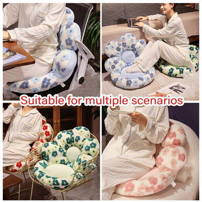 Cute Soft Seat Cushion Flower Shaped Lazy Sofa Pad for Office Chairs and Home Use - Red