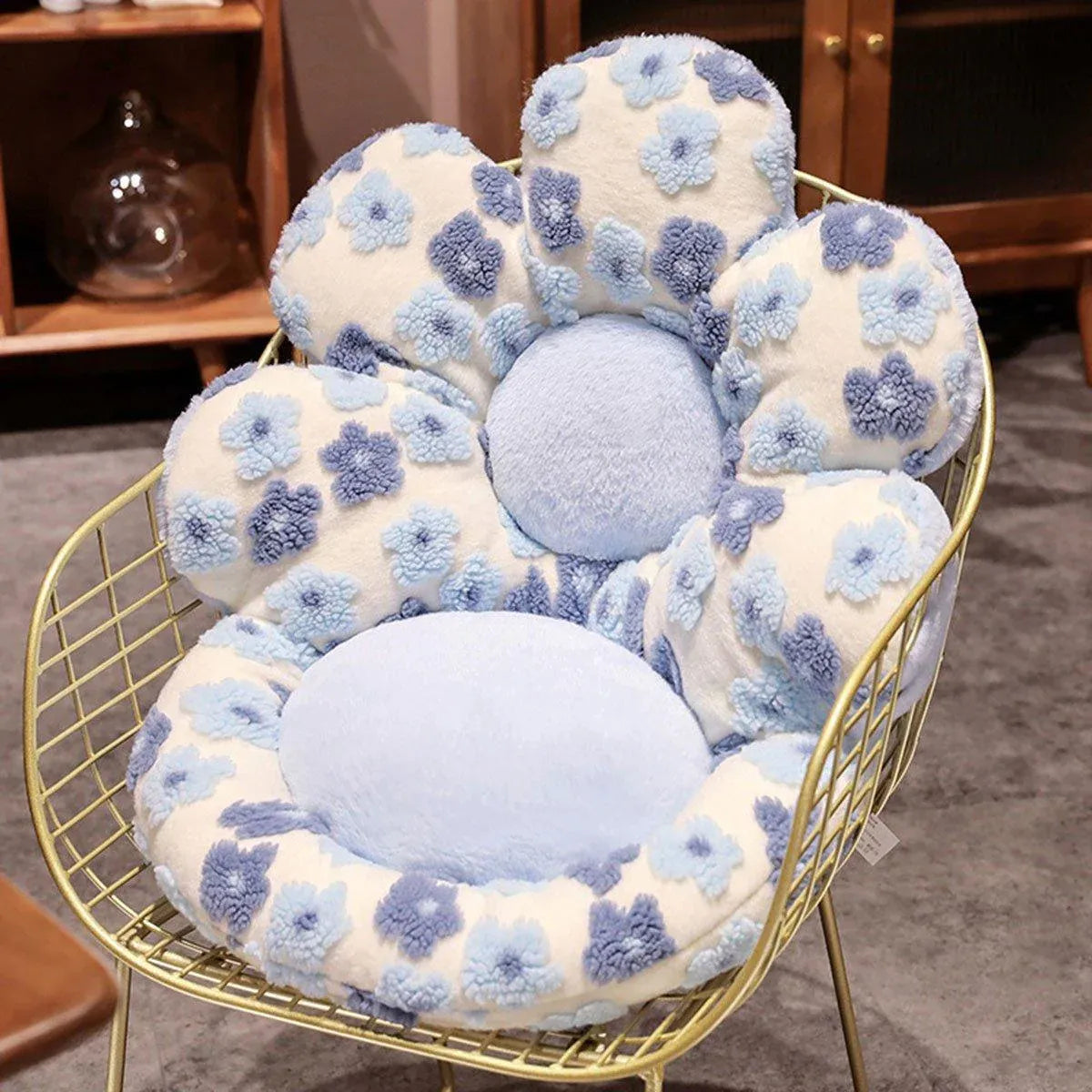 Cute Soft Seat Cushion Flower Shaped Lazy Sofa Pad for Office Chairs and Home Use - Red