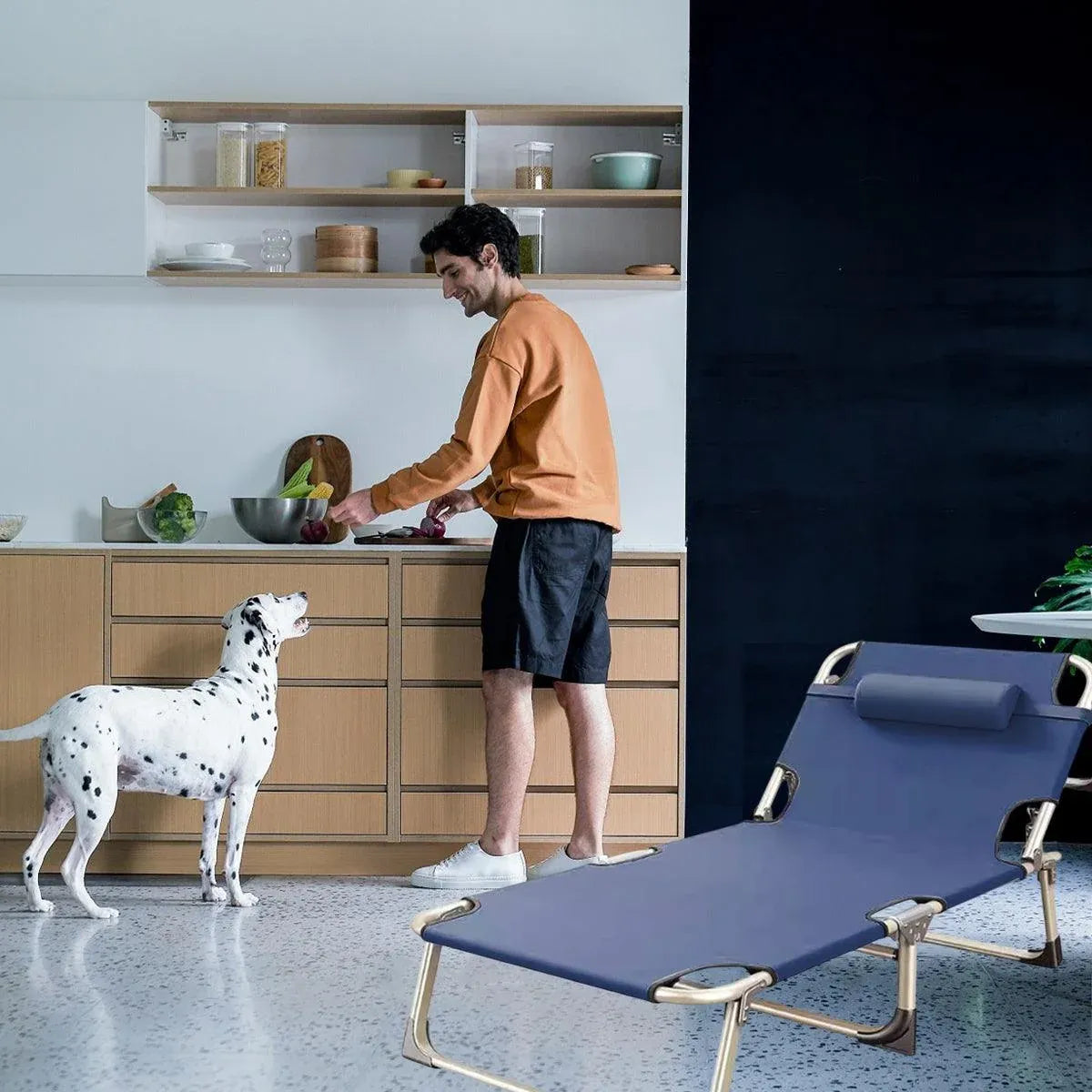 Multifunctional Recliner Folding Bed Lounge Chair for Lunch Break Relaxation