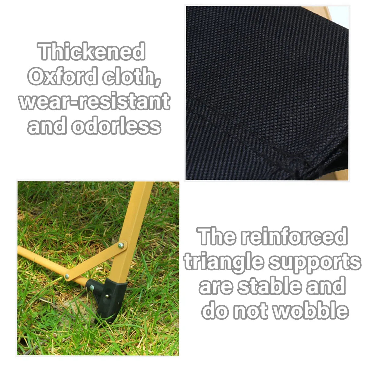Outdoor Folding Chair Portable Camping Seat Compact Foldable Chair for Picnic - Black