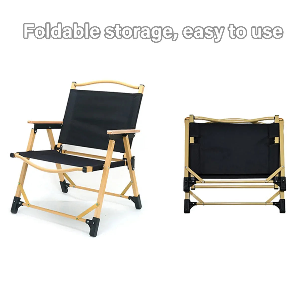 Outdoor Folding Chair Portable Camping Seat Compact Foldable Chair for Picnic - Black