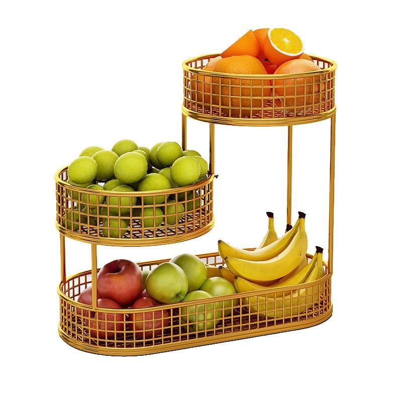 Luxury Multi-Layer Fruit Basket Snack Storage Rack Living Room Coffee Table - Gold