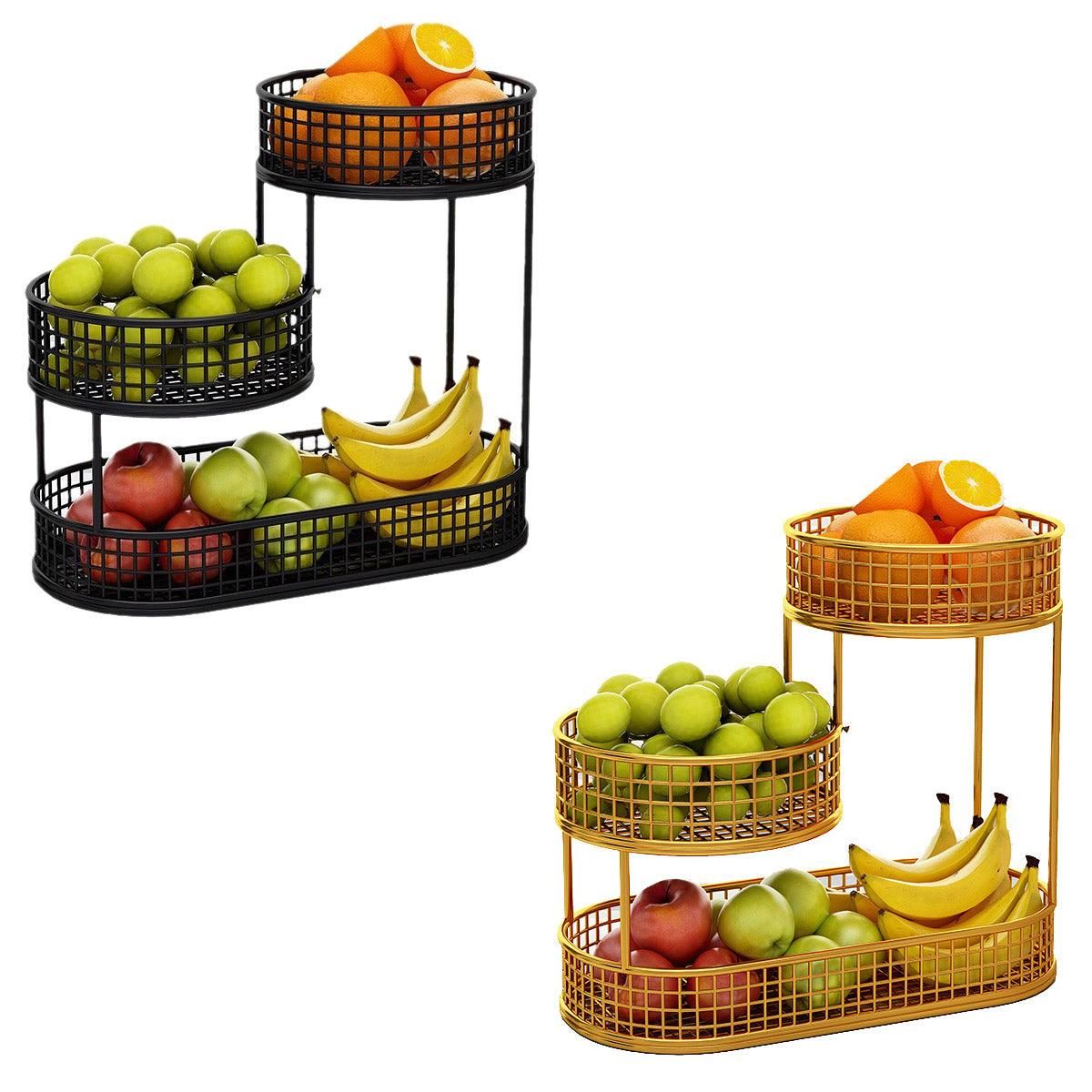 Luxury Multi-Layer Fruit Basket Snack Storage Rack Living Room Coffee Table - Gold
