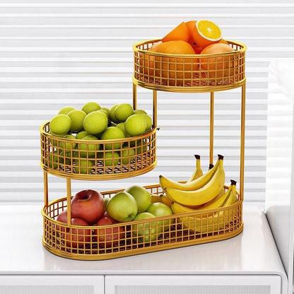 Luxury Multi-Layer Fruit Basket Snack Storage Rack Living Room Coffee Table - Gold