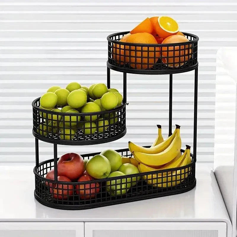 Luxury Multi-Layer Fruit Basket Snack Storage Rack Living Room Coffee Table - Gold
