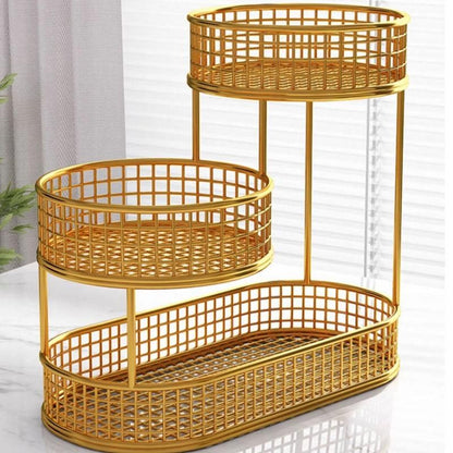 Luxury Multi-Layer Fruit Basket Snack Storage Rack Living Room Coffee Table - Gold
