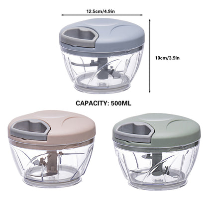 500ml Manual Meat Mincer Garlic Chopper Rotate Garlic Press Crusher Vegetable - Green