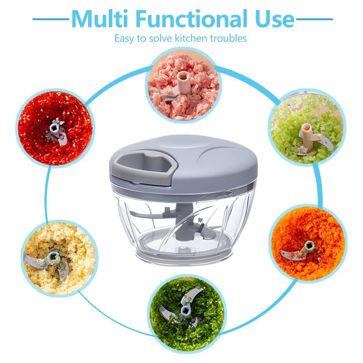 500ml Manual Meat Mincer Garlic Chopper Rotate Garlic Press Crusher Vegetable - Green