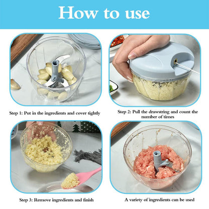 500ml Manual Meat Mincer Garlic Chopper Rotate Garlic Press Crusher Vegetable - Green
