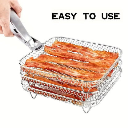 Air Fryer Grill Rack Multi Layer Removable Shelf Mesh Rack for Cooking BBQ - Round
