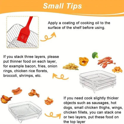 Air Fryer Grill Rack Multi Layer Removable Shelf Mesh Rack for Cooking BBQ - Round