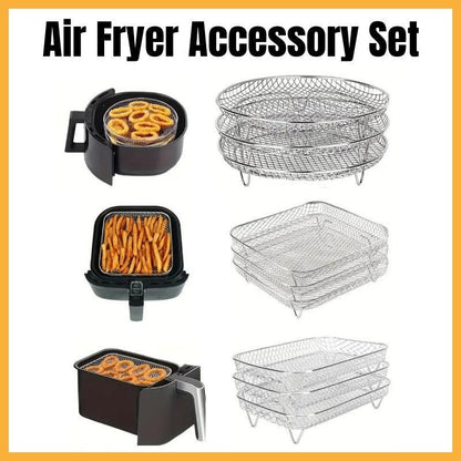 Air Fryer Grill Rack Multi Layer Removable Shelf Mesh Rack for Cooking BBQ - Round