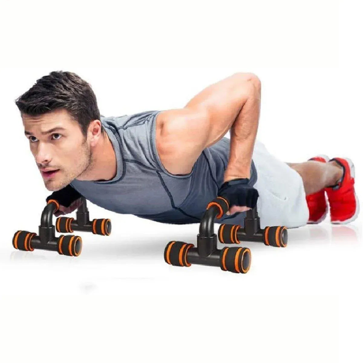 H Shaped Push Up Bars Home Fitness Equipment for Chest Arm Shoulder Training - Orange