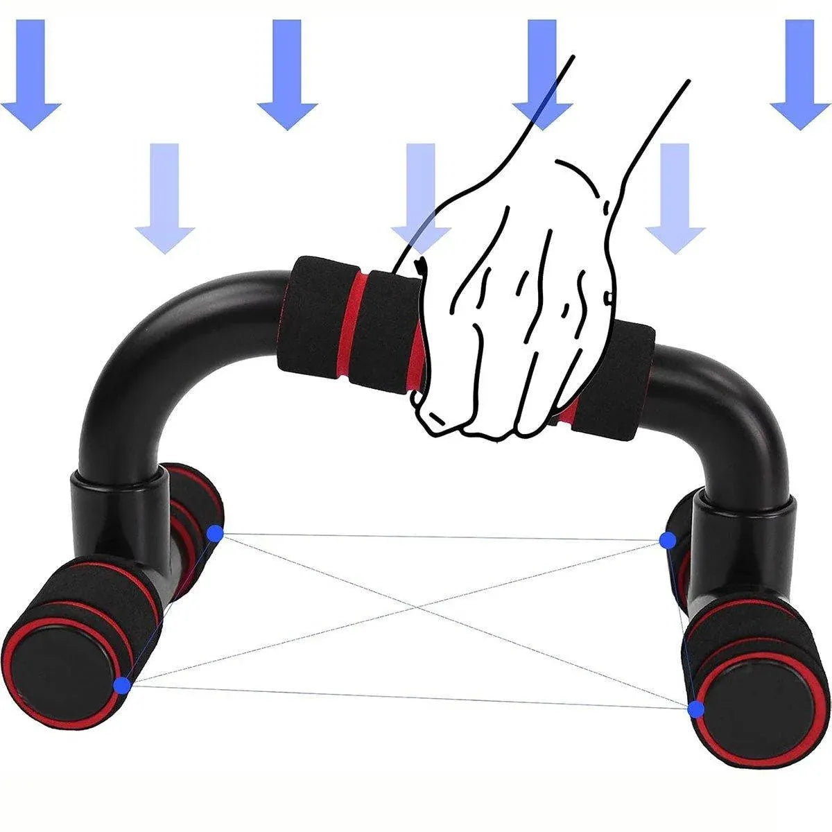 H Shaped Push Up Bars Home Fitness Equipment for Chest Arm Shoulder Training - Red