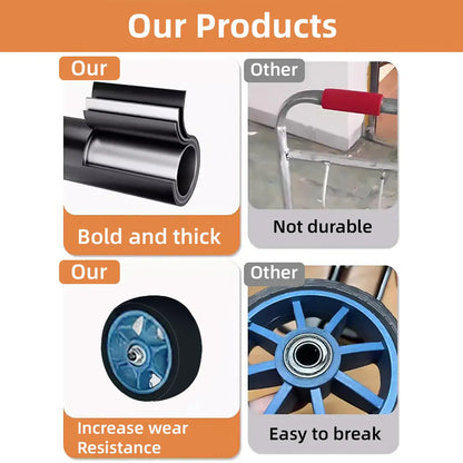 Folding Hand Trolley Heavy Duty Solid Wheel or Stair Climber Tri Wheel for Moving - Flat Ground