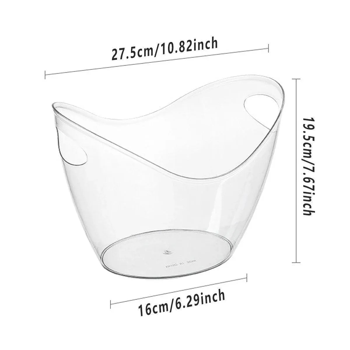 2PCS Transparent 3.5L Ice Bucket Large Capacity Wine Beer Cooler Picnic Basket