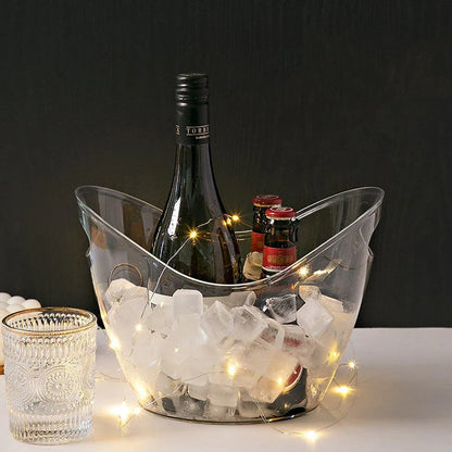 2PCS Transparent 3.5L Ice Bucket Large Capacity Wine Beer Cooler Picnic Basket