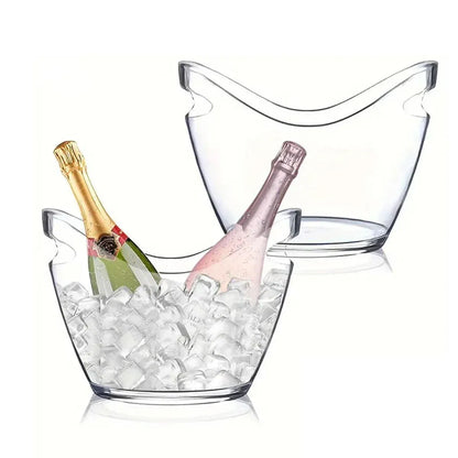 2PCS Transparent 3.5L Ice Bucket Large Capacity Wine Beer Cooler Picnic Basket
