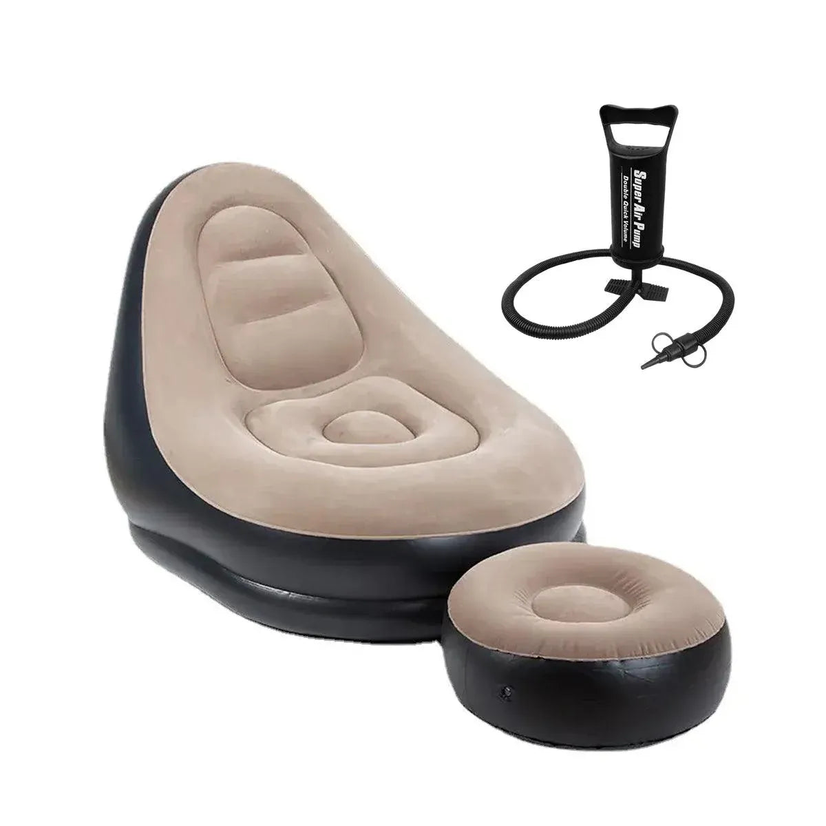 3pcs Inflatable Air Chair Seat Lazy Sofa Lounge Blow Up Ottoman Outdoor Couch