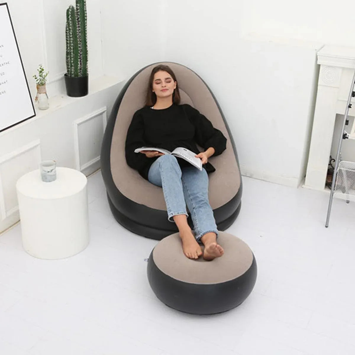 3pcs Inflatable Air Chair Seat Lazy Sofa Lounge Blow Up Ottoman Outdoor Couch