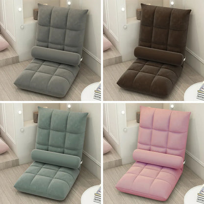 Floor Lounge Sofa Bed Chair with Lumbar Pillow Folding Adjustable Cushion - White