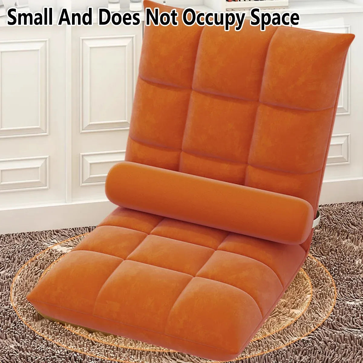 Floor Lounge Sofa Bed Chair with Lumbar Pillow Folding Adjustable Cushion - White