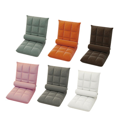 Floor Lounge Sofa Bed Chair with Lumbar Pillow Folding Adjustable Cushion - White