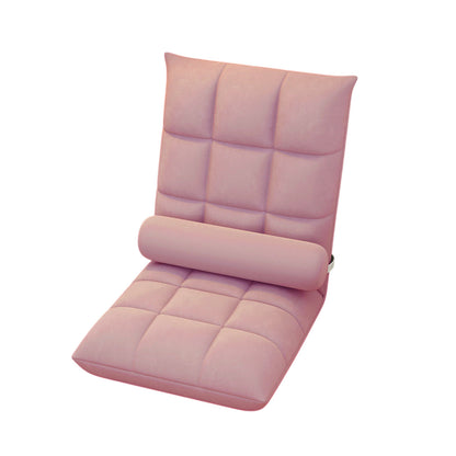 Floor Lounge Sofa Bed Chair with Lumbar Pillow Folding Adjustable Cushion - White