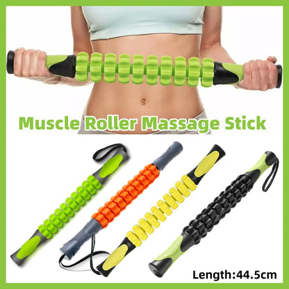 Muscle Roller Stick Full Body Fitness Massage Tool for Home and Gym Use - Black