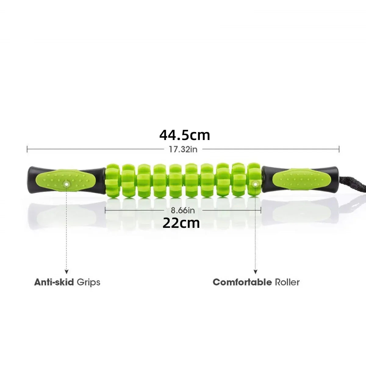 Muscle Roller Stick Full Body Fitness Massage Tool for Home and Gym Use - Black