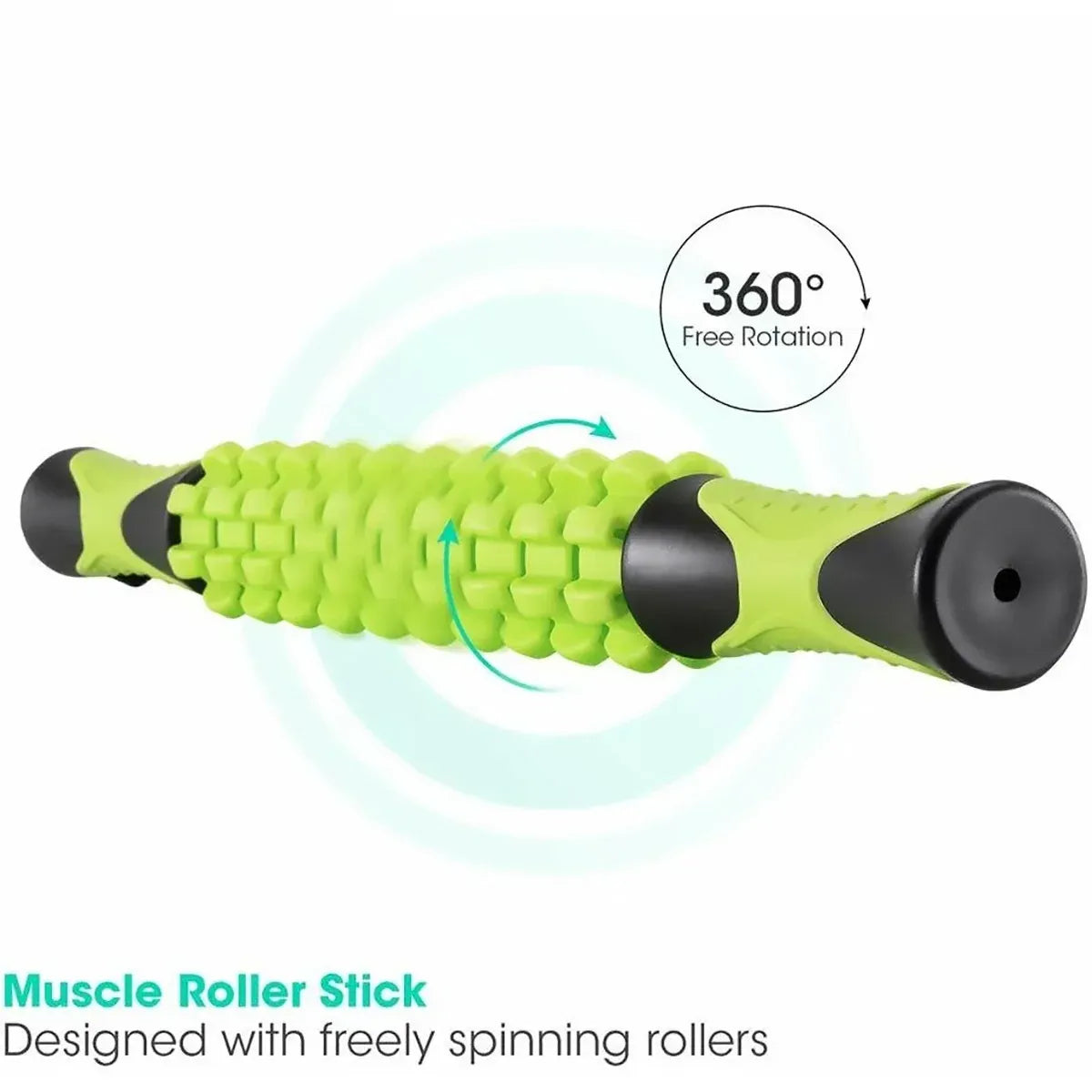 Muscle Roller Stick Full Body Fitness Massage Tool for Home and Gym Use - Black
