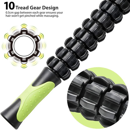 Muscle Roller Stick Full Body Fitness Massage Tool for Home and Gym Use - Black