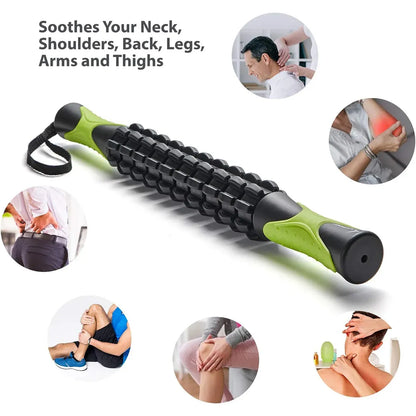 Muscle Roller Stick Full Body Fitness Massage Tool for Home and Gym Use - Black